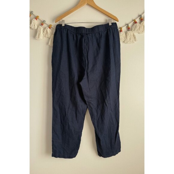 Quince 100% Linen European Tapered Ankle pant Deep Navy Relaxed Lagenlook XL - Picture 2 of 10